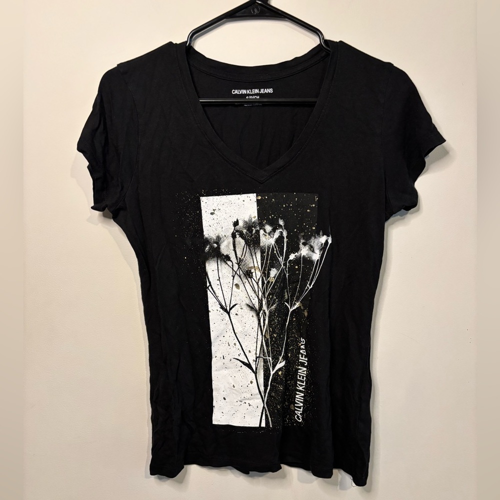 Calvin Klein Jeans V-neck Black Loose Top